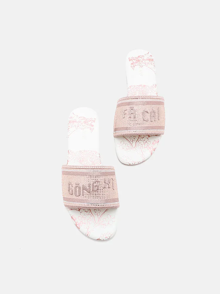 [SALE]Florence Crystal Embroidered Slides