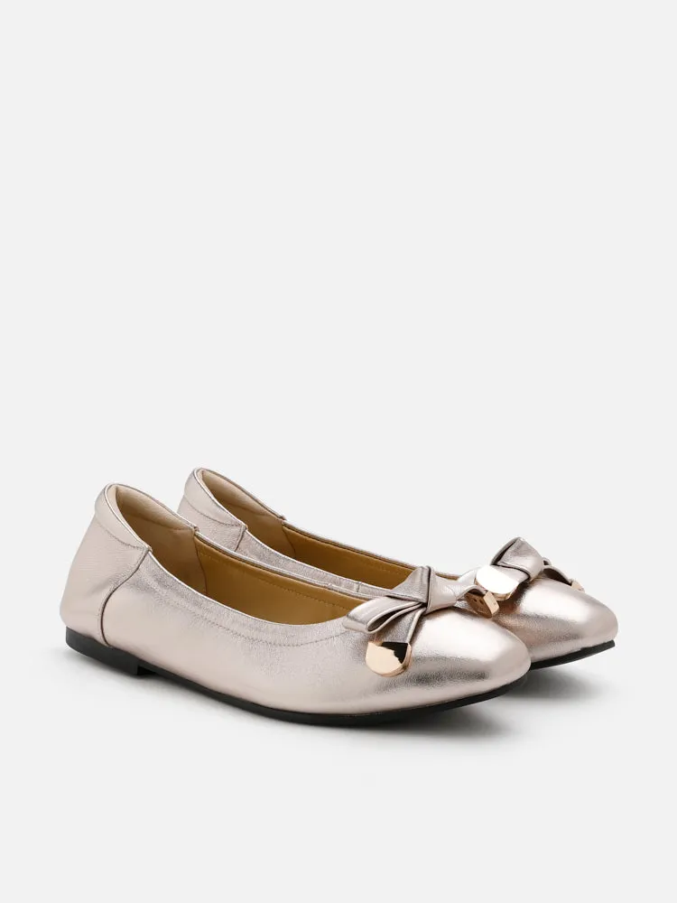 [SALE]Lilith Polished Silver Ballet Flats