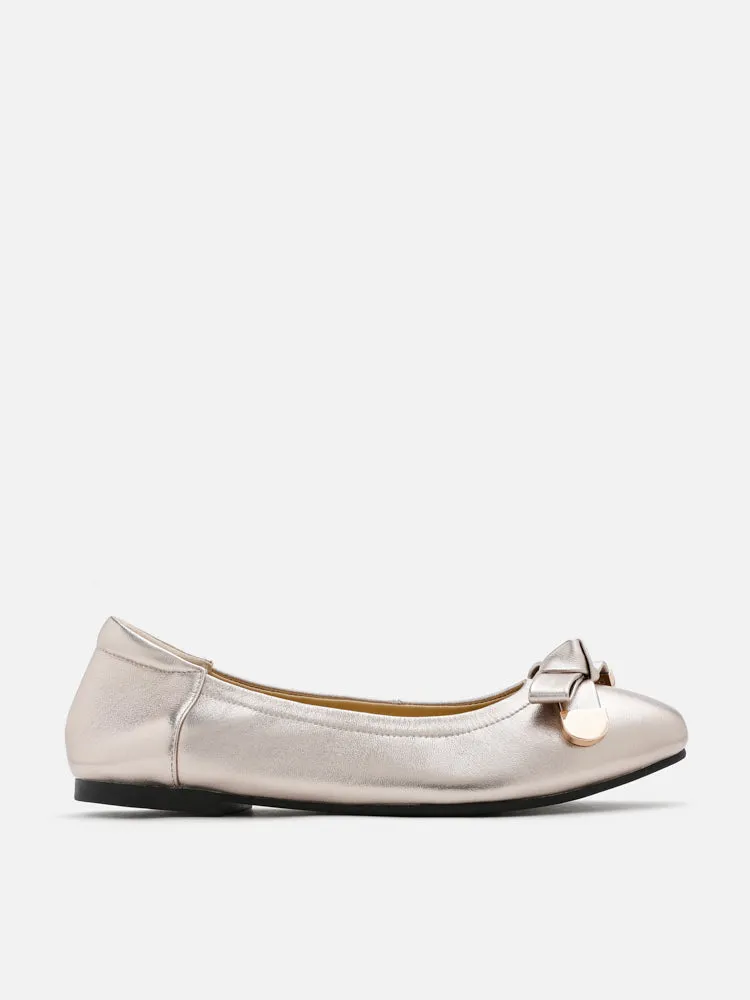 [SALE]Lilith Polished Silver Ballet Flats