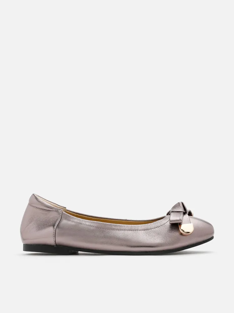 [SALE]Lilith Polished Silver Ballet Flats