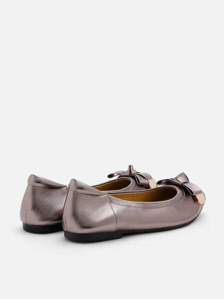 [SALE]Lilith Polished Silver Ballet Flats
