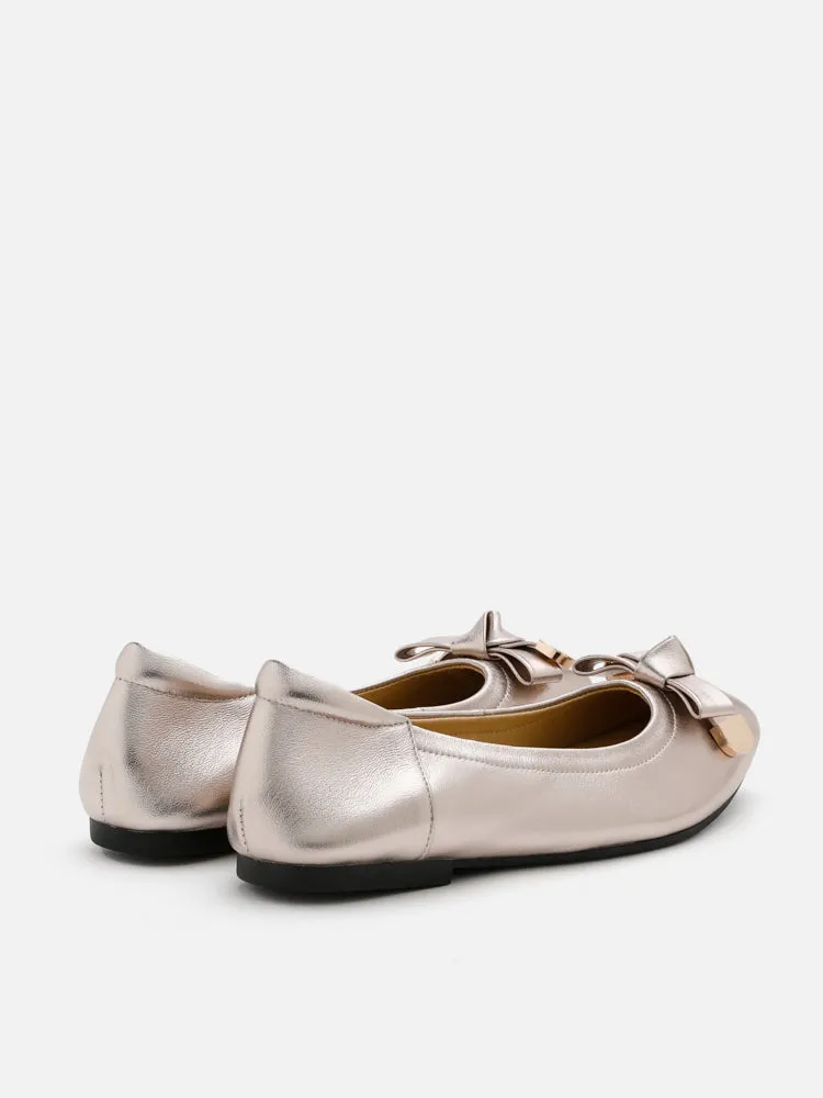[SALE]Lilith Polished Silver Ballet Flats