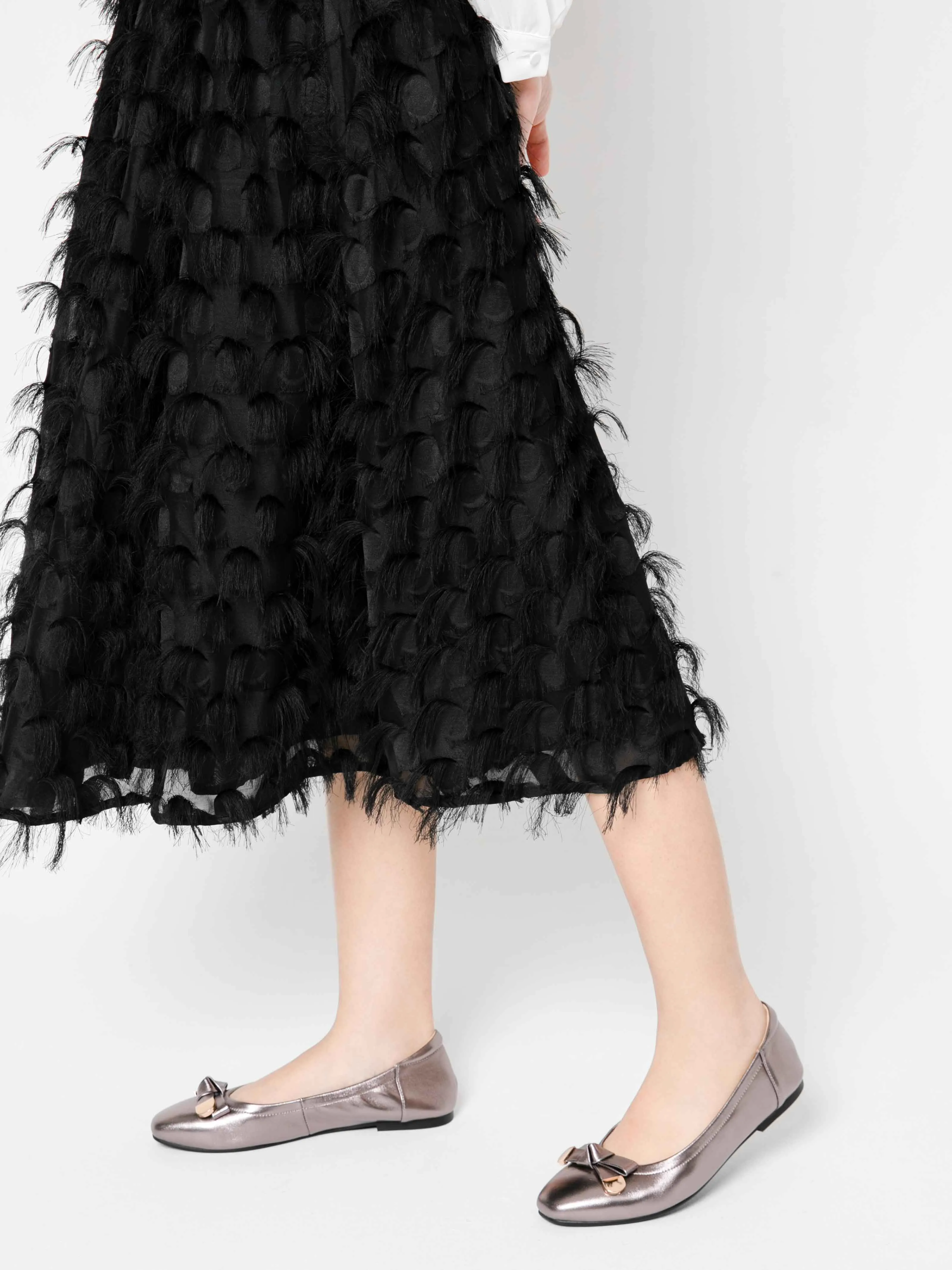 [SALE]Lilith Polished Silver Ballet Flats