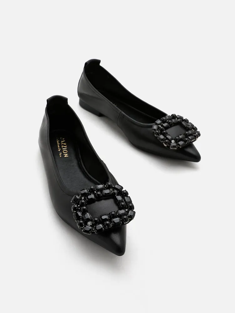 [SALE]Pearly Diamante Pointed Flats
