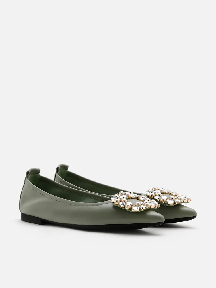 [SALE]Pearly Diamante Pointed Flats