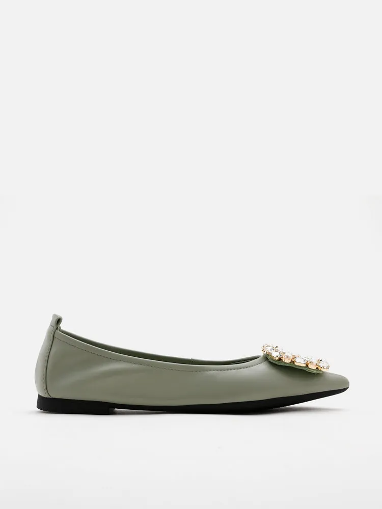 [SALE]Pearly Diamante Pointed Flats