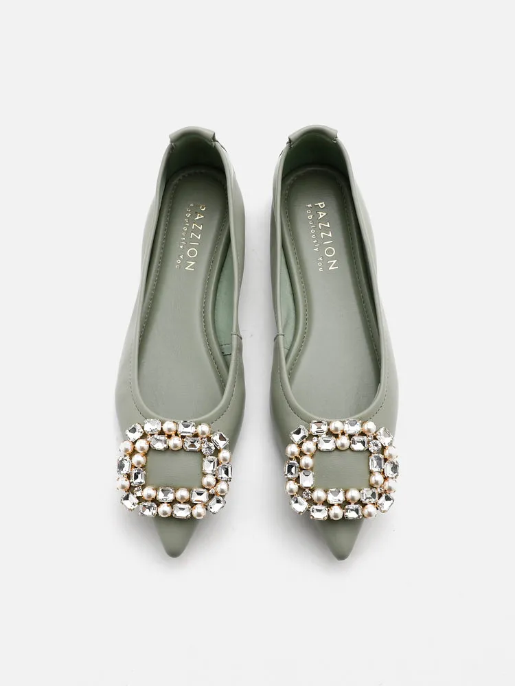 [SALE]Pearly Diamante Pointed Flats