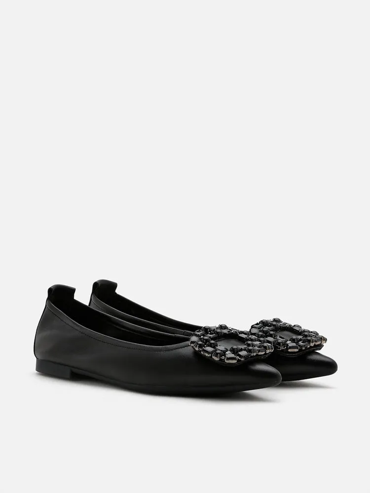 [SALE]Pearly Diamante Pointed Flats