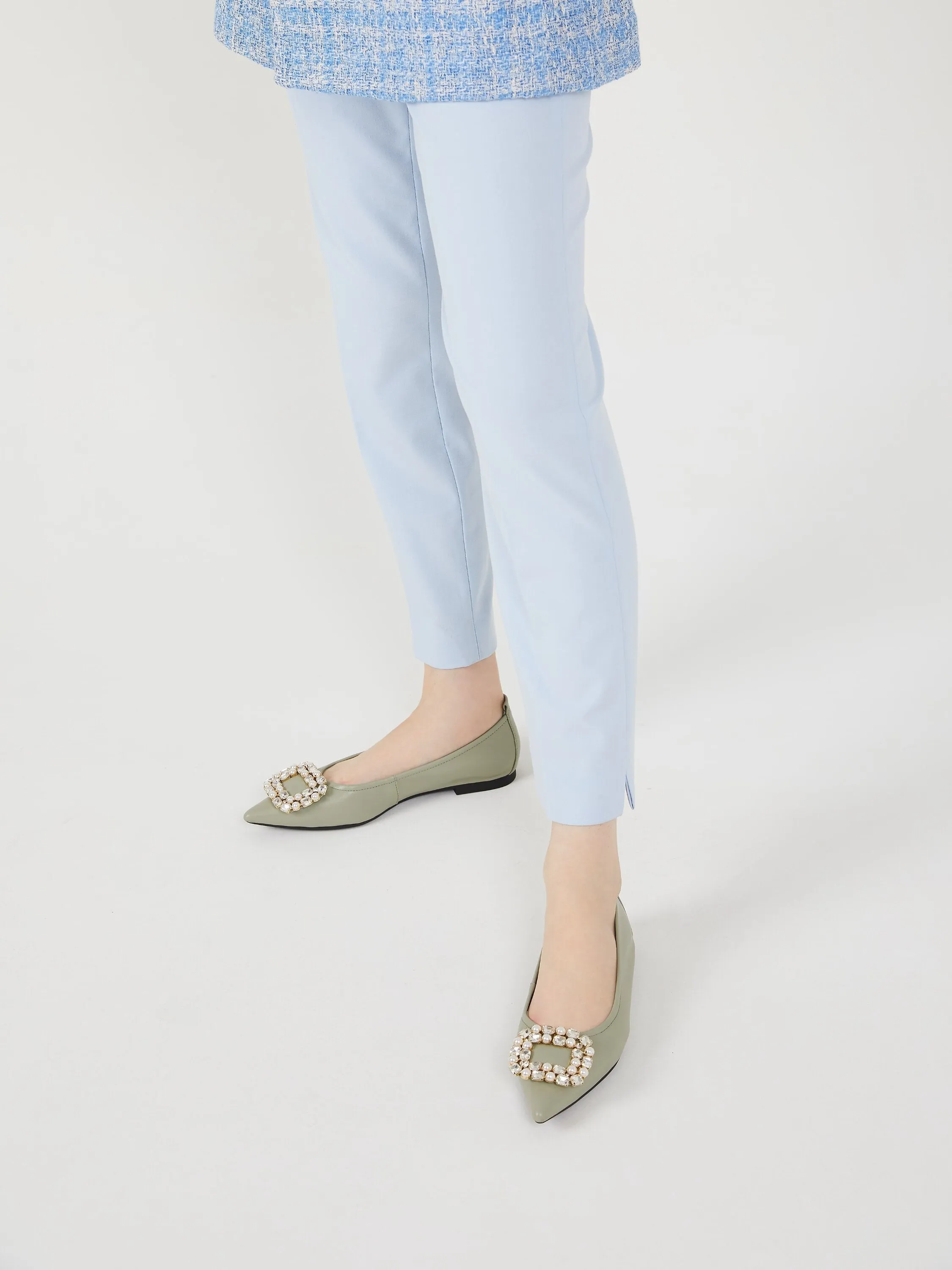 [SALE]Pearly Diamante Pointed Flats
