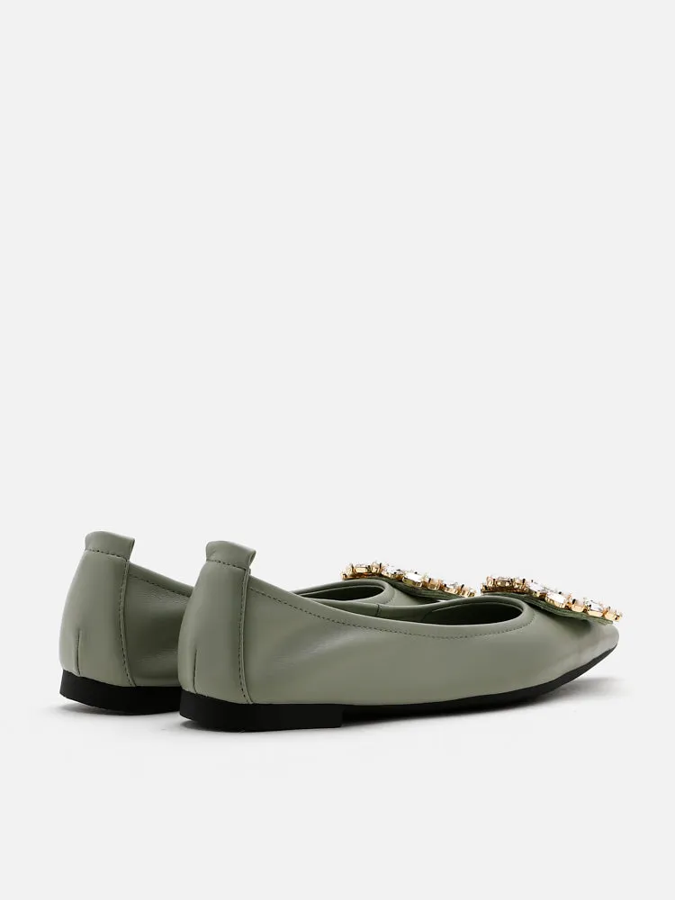 [SALE]Pearly Diamante Pointed Flats