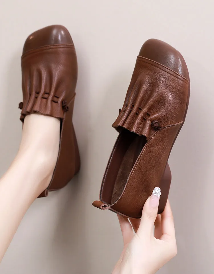 Soft Leather Square Toe Flats for Spring