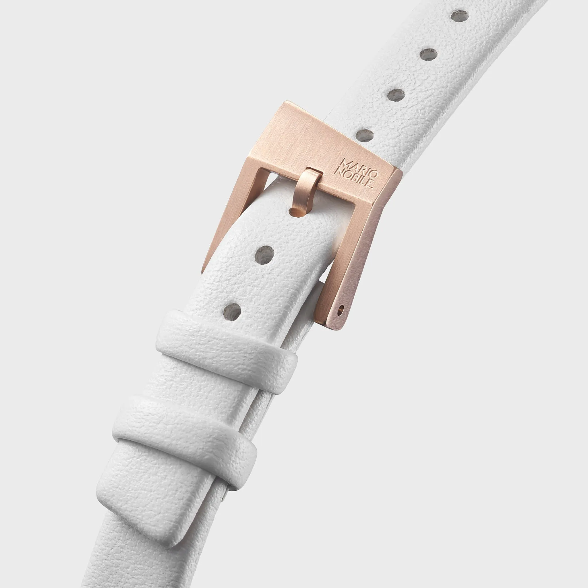 Spin Rose Gold Leather   Chain2Chain Bracelet Rose Gold White