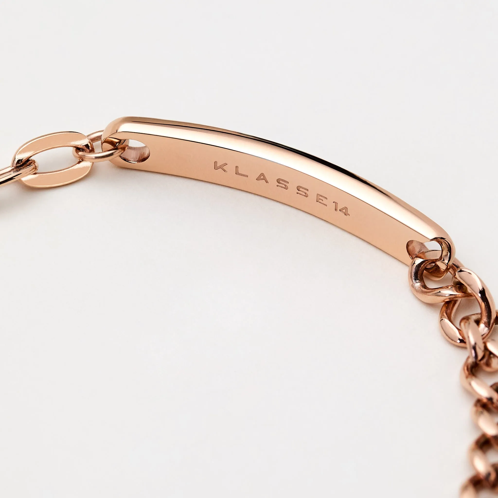 Spin Rose Gold Leather   Chain2Chain Bracelet Rose Gold White