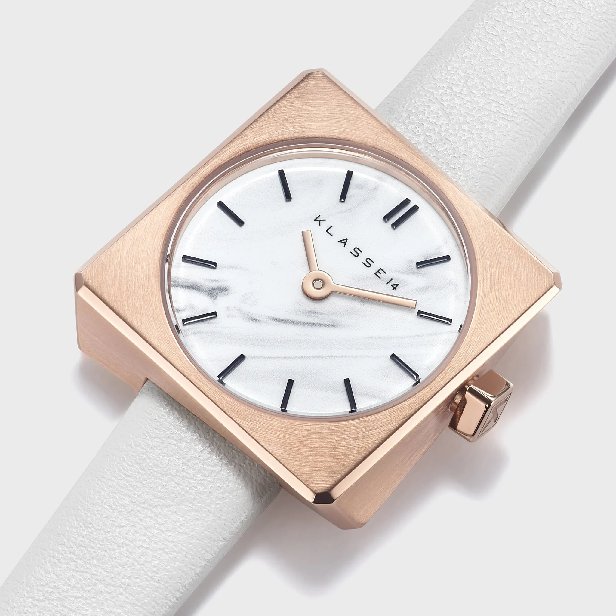 Spin Rose Gold Leather   Chain2Chain Bracelet Rose Gold White