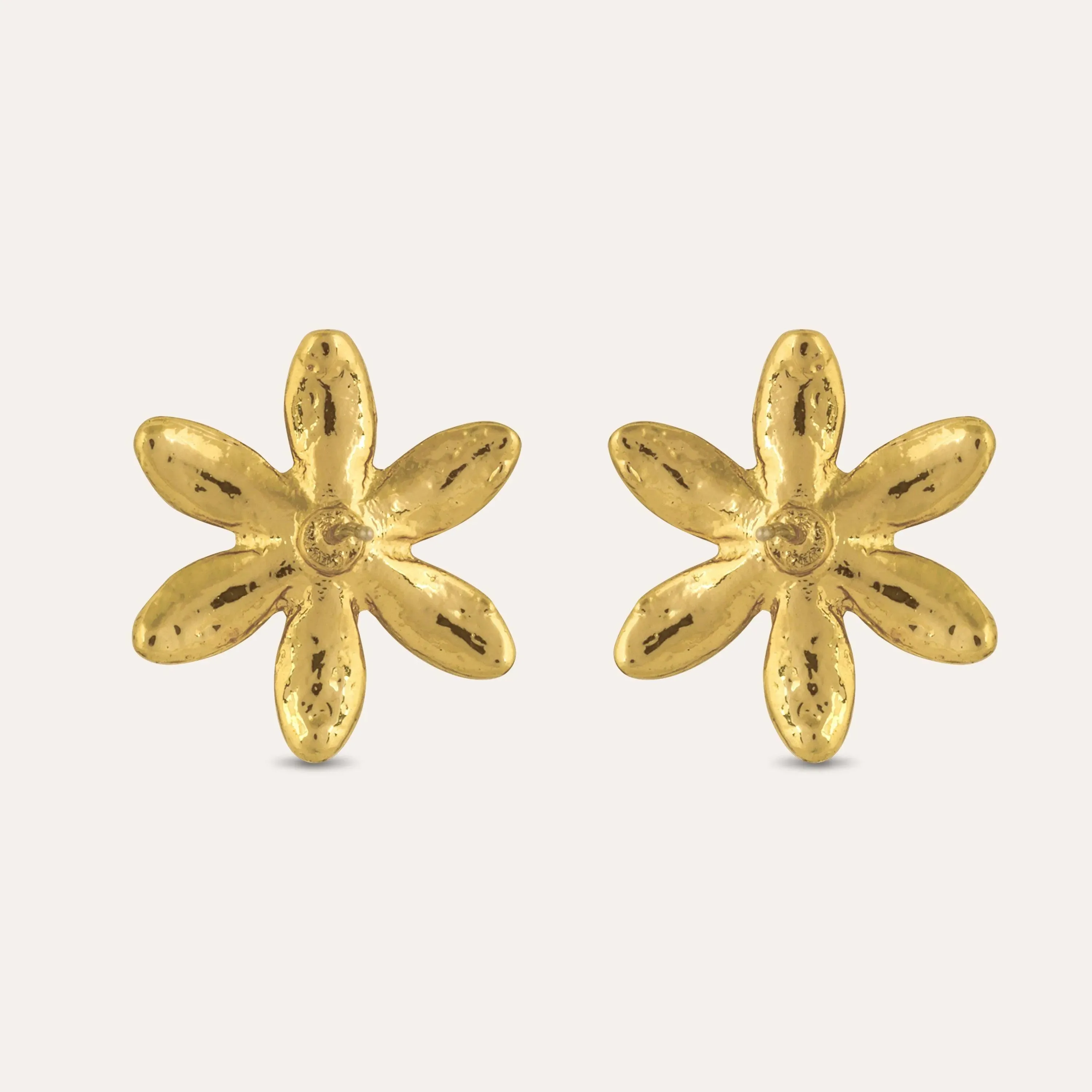 TFC Hibiscus Gold Plated Pearl Stud Earrings