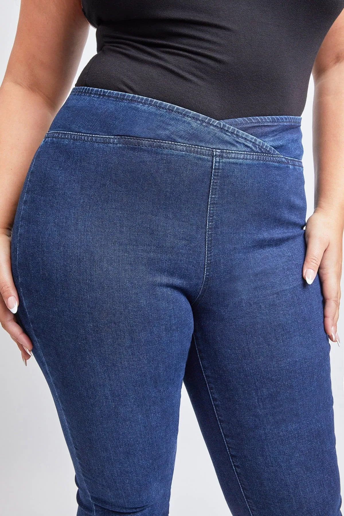 Women's Plus V-Front Pull On Flare Jeans-Sale